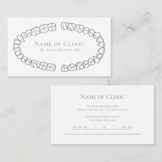 Einfache Zahnarztleute Zahnersatz-Erinnerung Terminkarte (Vorne/Hinten)