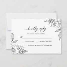 Einfache, zarte Blumenhochzeit RSVP Karte