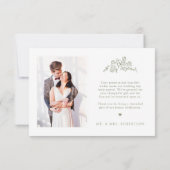 Einfache, zarte, florallose Grünen Hochzeit Dankeskarte (Rückseite)