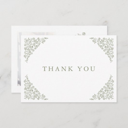 Einfache, zarte, florallose Grünen Hochzeit Dankeskarte (Vorne/Hinten)