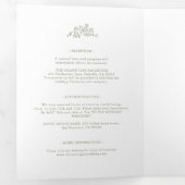 Einfache, zarte, florallose Grünen Hochzeit Dreifach Gefaltete Ankündigung (Innen Erste Seite)