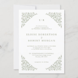 Einfache, zarte, florallose Grünen Hochzeit Einladung