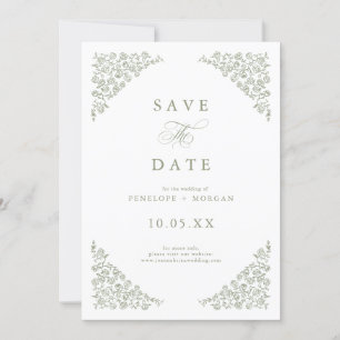 Einfache, zarte, florallose Grünen Hochzeit Save The Date