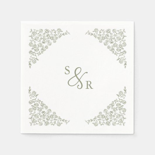 Einfache, zarte, florallose Grünen Hochzeit Serviette (Vorderseite)