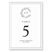 Einfache, zarte, florallose Grünen Hochzeit Tischnummer (Rückseite)