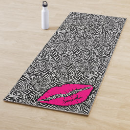 Einfache Zebra mit rosa Lippen Personalisiert schw Yogamatte