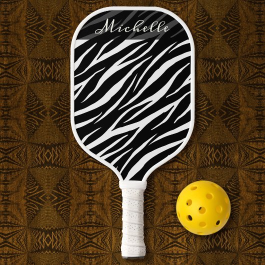 Einfache Zebra Print Schwarz-weiß Niedlich Moderne Pickleball Schläger