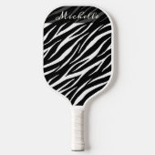Einfache Zebra Print Schwarz-weiß Niedlich Moderne Pickleball Schläger (Vorderseite)