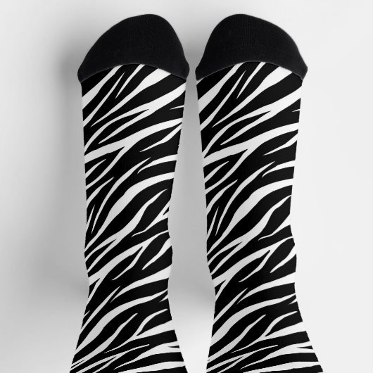 Einfache Zebra Print Schwarz-weiß Niedlich Moderne Socken (Oben)