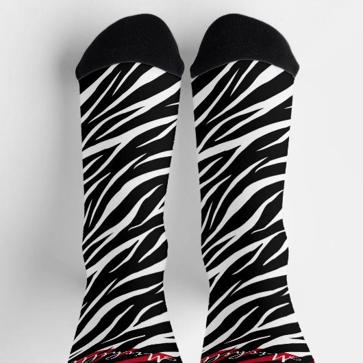 Einfache Zebra Print Schwarz-weiß Niedlich Moderne Socken (Oben)