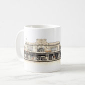 Einfache Zeichn eines Retro-Bahnhofs Kaffeetasse (Vorderseite Links)