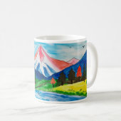 Einfache Zeichn von Bergen durch Kinder Kaffeetasse (VorderseiteRechts)