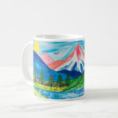 Einfache Zeichn von Bergen durch Kinder Kaffeetasse (Vorderseite Links)
