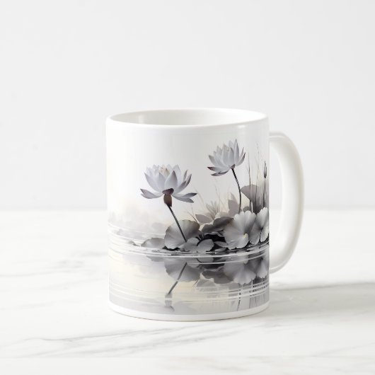 Einfache Zeichnung der Lotus-Blume Kaffeetasse (VorderseiteRechts)