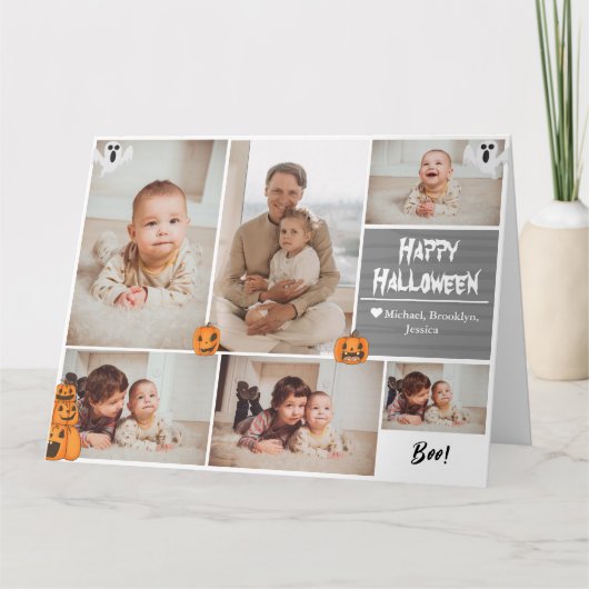 Einfache zeitgemäße Halloween-Foto-Kollektion Karte (Vorderseite)