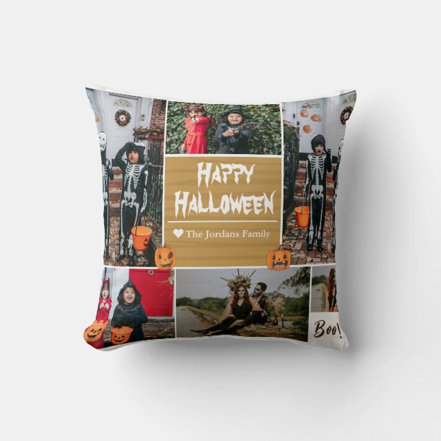 Einfache zeitgemäße Halloween-Foto-Kollektion Kissen (Vorderseite)