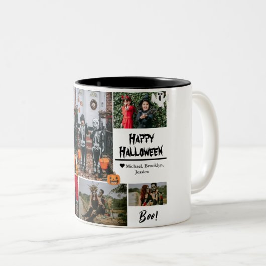 Einfache zeitgemäße Halloween-Foto-Kollektion Zweifarbige Tasse (VorderseiteRechts)