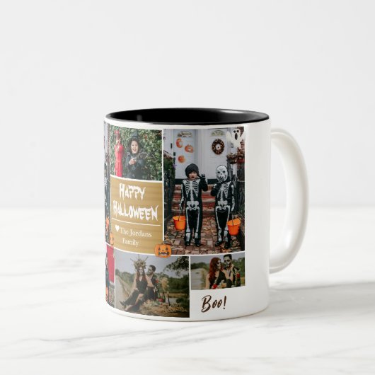 Einfache zeitgemäße Halloween-Foto-Kollektion Zweifarbige Tasse (VorderseiteRechts)