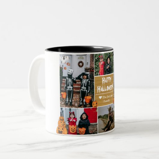 Einfache zeitgemäße Halloween-Foto-Kollektion Zweifarbige Tasse (Vorderseite Links)