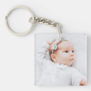 Einfache zeitgenössische Baby-Foto- und Info Schlüsselanhänger