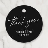 Einfache zeitgenössische Handschrift Black Danke Geschenkanhänger (Vorderseite)