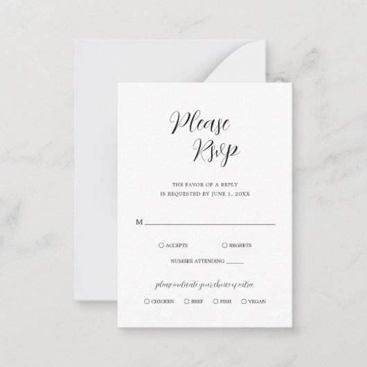 Einfache zeitgenössische RSVP-Karte für Hochzeiten Mitteilungskarte (Vorderseite)