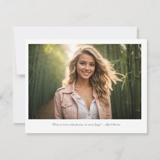 Einfache zeitlose 2-Foto Abschluss Einladung (Rückseite)