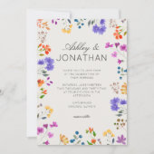 Einfache, zeitlose Alabaster-Hochzeit in der Wildb Einladung (Vorderseite)