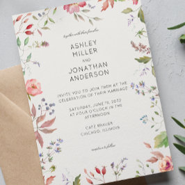 Einfache, zeitlose Alabaster-Hochzeit in der Wildb Einladung