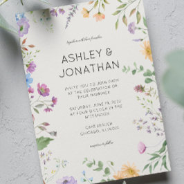 Einfache, zeitlose Alabaster-Hochzeit in der Wildb Einladung