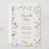 Einfache, zeitlose Alabaster-Hochzeit in der Wildb Save The Date (Vorderseite)