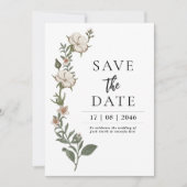 Einfache zeitlose Blume Hochzeit speichern Sie die Einladung (Vorderseite)