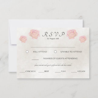 Einfache zeitlose Elegance Rose Hochzeit RSVP Karte