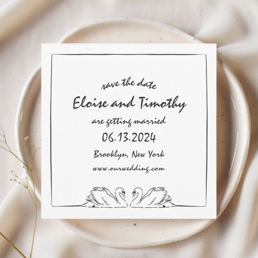 Einfache zeitlose, handgeschriebene Eleganza Swan Save The Date