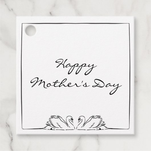 Einfache, zeitlose, handgeschriebene Schwanenmutte Geschenkanhänger (Vorderseite)