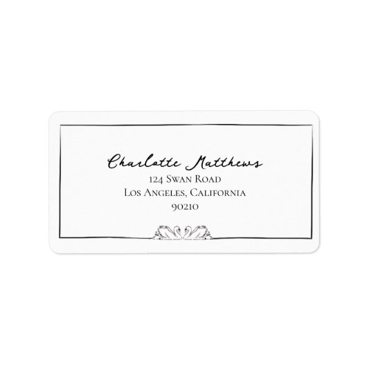 Einfache zeitlose, handgeschriebene Swan-Adressenb Adressaufkleber (Vorne)
