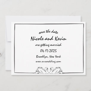 Einfache zeitlose, handgeschriebene Swan-Illustrat Save The Date