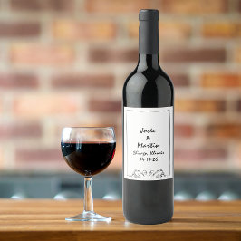 Einfache zeitlose handgeschriebene Swan Wedding Cu Weinetikett