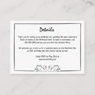 Einfache, zeitlose, handgeschriebene Swan-Zeichn Begleitkarte