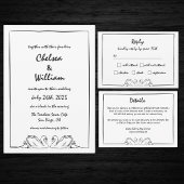 Einfache zeitlose, handgeschriebene Swan Zeichnend Einladung