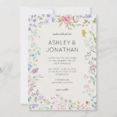 Einfache, zeitlose Wildblume Alabaster Wedding Inv Einladung (Vorderseite)