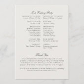 Einfache zeitlose Wildblume Alabaster White Weddin Programm (Rückseite)