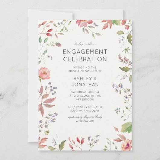 Einfache, zeitlose Wildblume Einladung (Vorderseite)