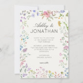 Einfache, zeitlose Wildblume Elfenbeinweiße Hochze Einladung (Vorderseite)