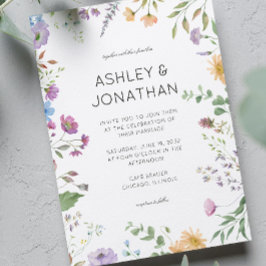 Einfache, zeitlose Wildblume Hochzeit Einladung