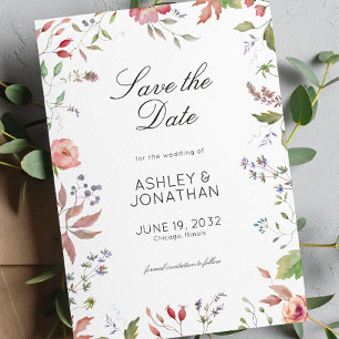 Einfache, zeitlose Wildblume Hochzeit Save The Date