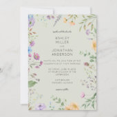 Einfache, zeitlose Wildblume Sage Green Wedding Einladung (Vorderseite)