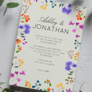Einfache, zeitlose Wildblume Sage Green Wedding Einladung