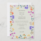 Einfache, zeitlose Wildblume Sage Green Wedding Einladung (Vorderseite)