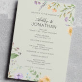 Einfache, zeitlose Wildblume Sage Green Wedding Programm